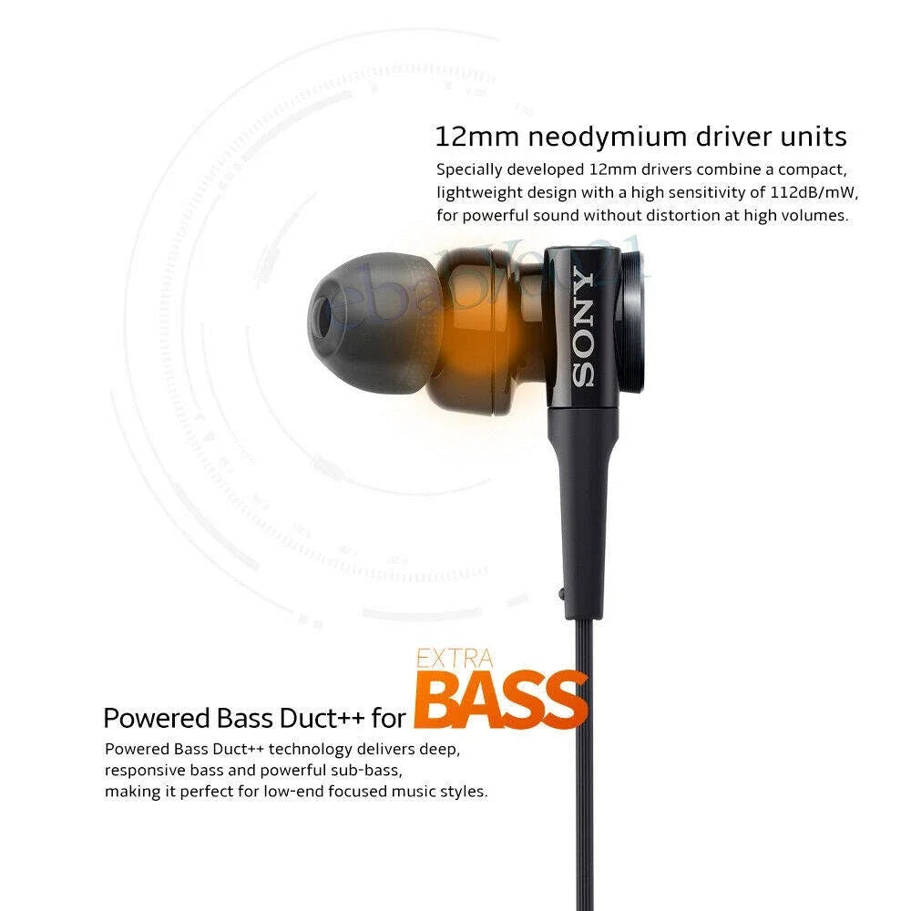 Écouteurs Intra-Auriculaires Sony MDR-XB75AP Extra Bass avec Micro, Filaires 3.5mm et ANC Premium