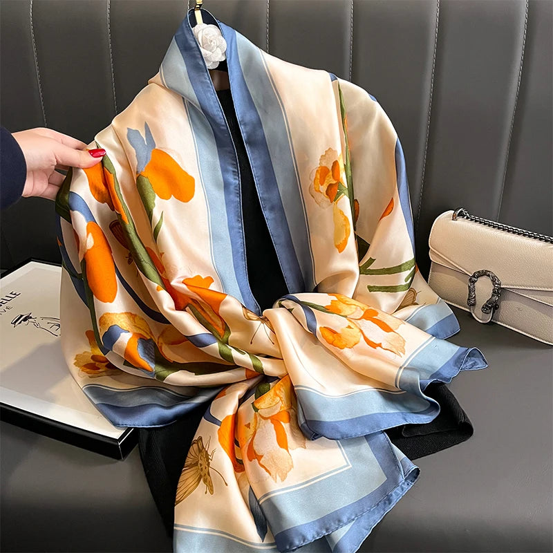🧣 Foulard en Soie RUNMEIFA – Élégance d’Été & Style Luxe