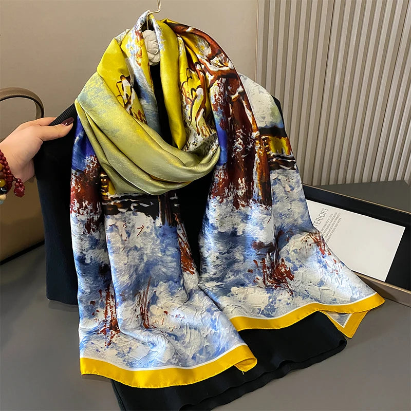 🧣 Foulard en Soie RUNMEIFA – Élégance d’Été & Style Luxe