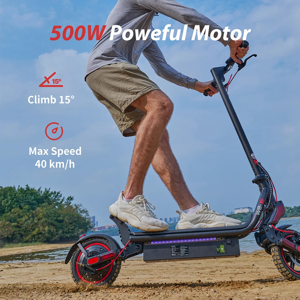 iScooter W8 – Trottinette Électrique Pliable 500W 36V | 40 km/h, 40 km d’autonomie, APP & Affichage Intelligent