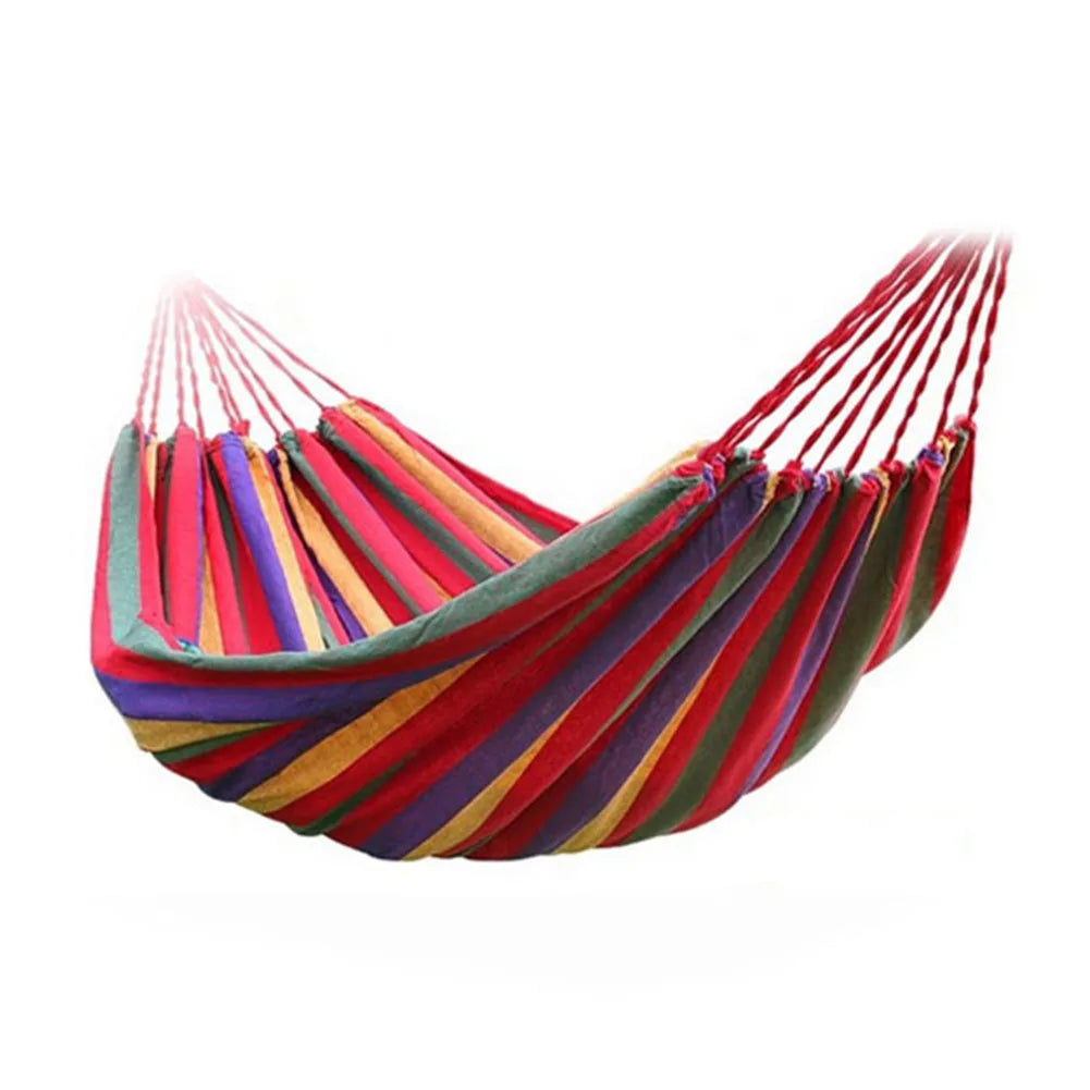Grand hamac double à rayures, lit-balançoire d'extérieur, en toile épaisse, portable, pour camping, jardin
