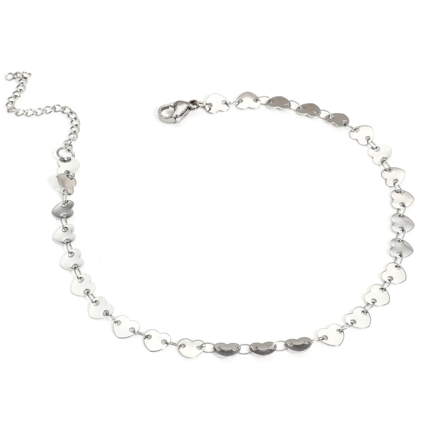 Bracelet de cheville en acier inoxydable 304 pour femmes, chaîne à maillons faite à la main, couleur argent, chaîne de jambe, pied, bijoux cadeau, 1 pièce