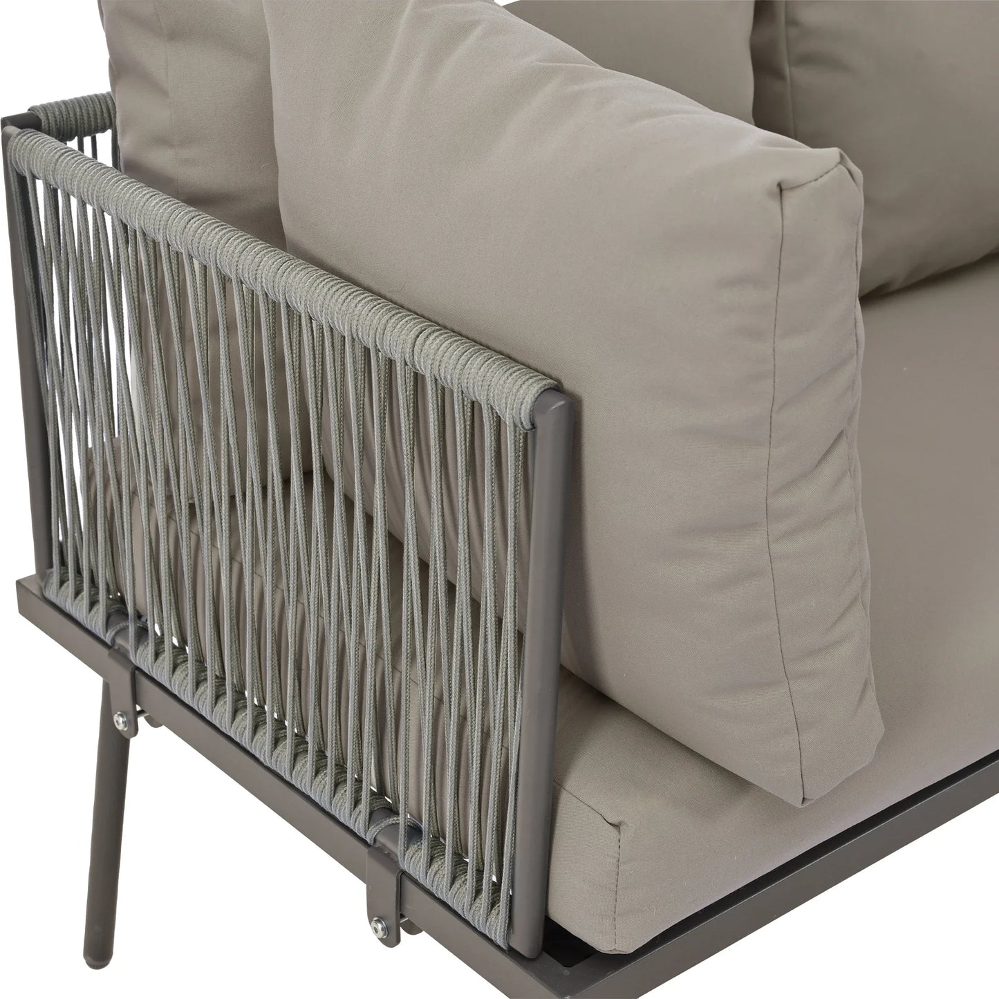 Canapé d'angle extérieur résistant aux intempéries, mobilier de patio extérieur, dormez 8, avec 2 tables et 4 sièges d'amour, coussins inclus