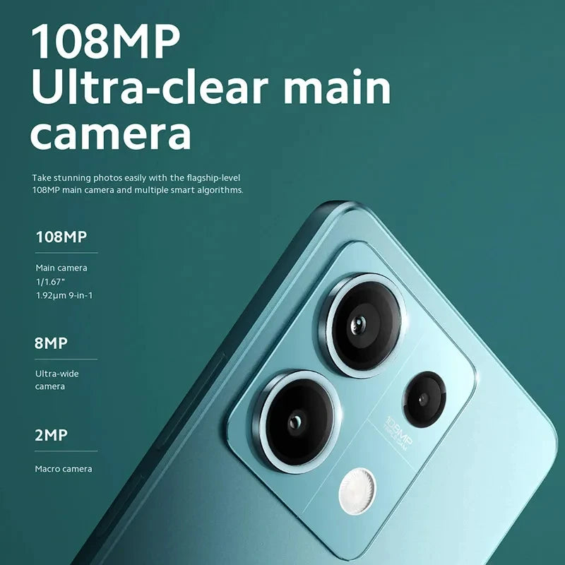 Xiaomi Redmi Note 13 5G – Version Mondiale, Écran 6,67" AMOLED 120Hz, Triple Caméra 108MP, Batterie 5000mAh
