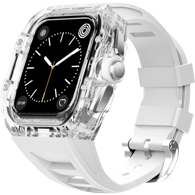 Coque Transparente + Bracelet Fluoroélastomère pour Apple Watch (44/45 mm)