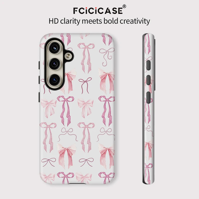 Fcicicase luxe rose noeud papillon coque de téléphone pour Samsung Galaxy A56 5G A36 A 36 A16 A26 antichoc double couche TPU PC couverture souple