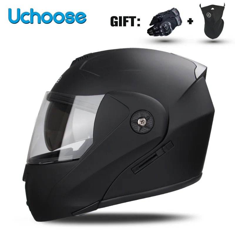 Uchoose-Casque de moto unisexe avec visière, double lentille, section transversale, certification DOT, casque de sécurité modulaire, casque à rabat