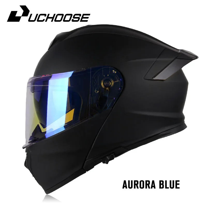 Uchoose-d'expériences intégraux approuvés DOT pour hommes et femmes, équipement de protection contre les collisions, casque rabattable pour moto, double pare-soleil