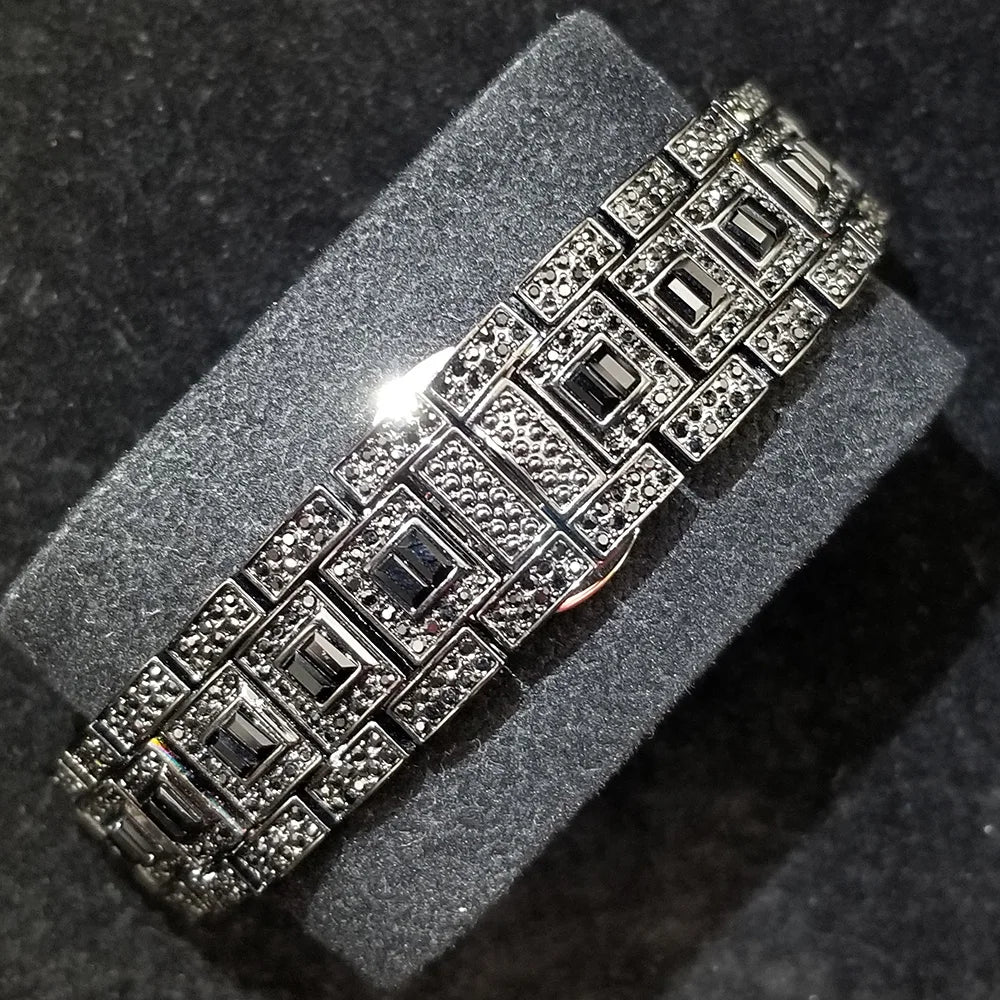 TikTok montre-bracelet en diamant pour hommes de luxe plaqué or 18 carats montres à quartz jour Date discothèque montre de fête unisexe rappeur bijoux