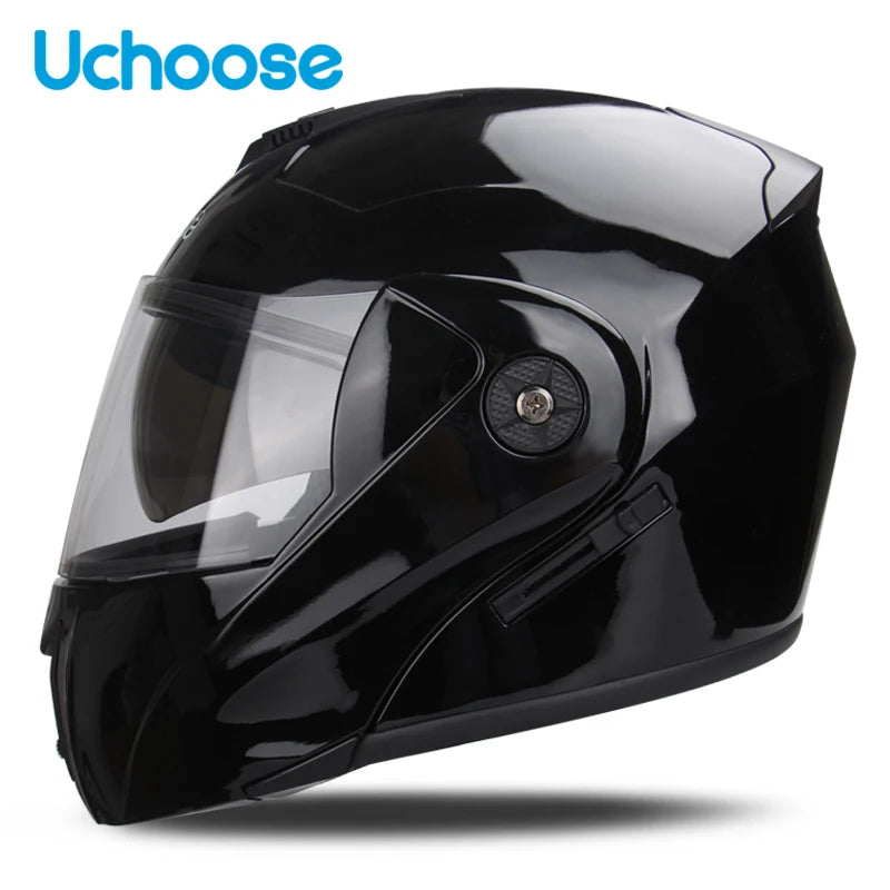 Uchoose Casque à Section transversale Double lentille Certification DOT Casque de moto de sécurité Casque à rabat modulaire Casque unisexe avec visière