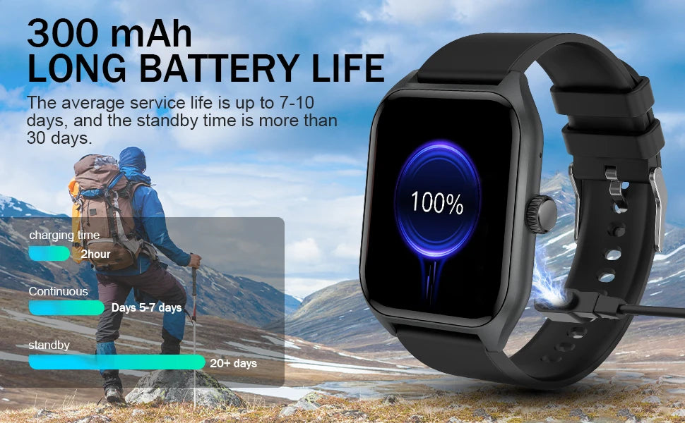 Montre connectée avec assistant vocal AI pour hommes et femmes, écran HD 1.96, suivi des activités avec plus de 100 sports, moniteur de sommeil et de fréquence cardiaque