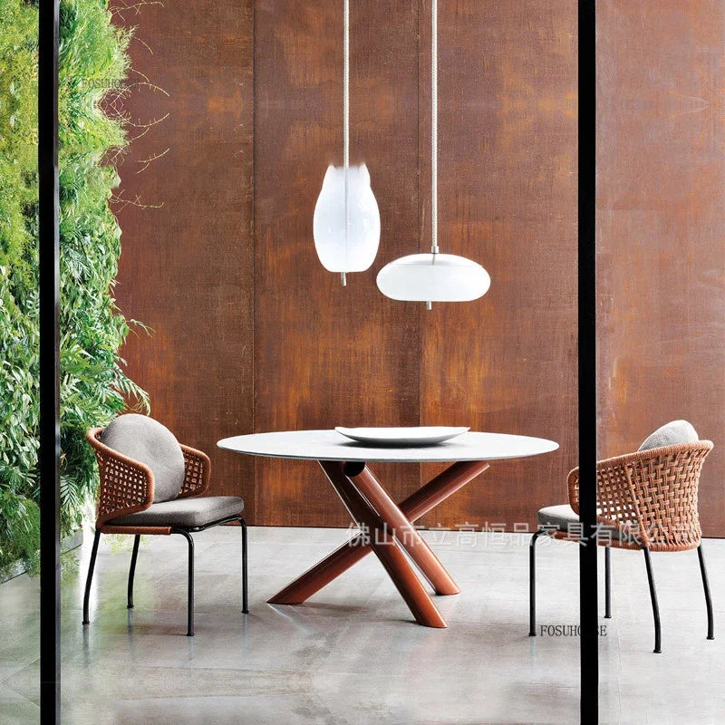 Dossiers européens chaises de jardin pour cour Protection solaire meubles d'extérieur en rotin creux meubles de Patio simples pour balcon