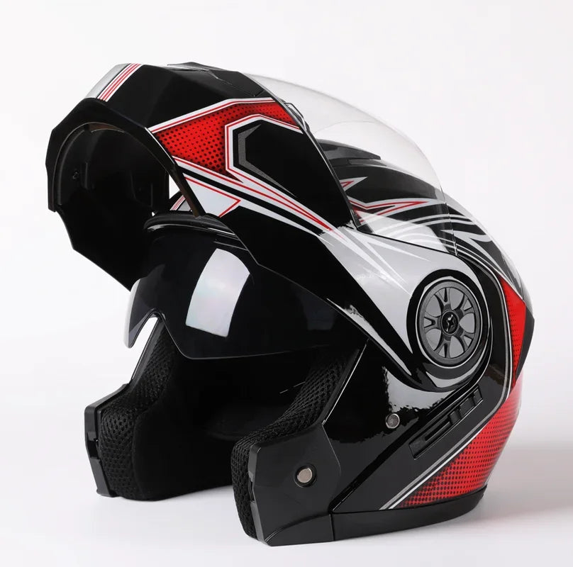 2020 nouveauté hommes moto course professionnelle casque rabattable matériau ABS casques modulaires à double lentille Certification DOT