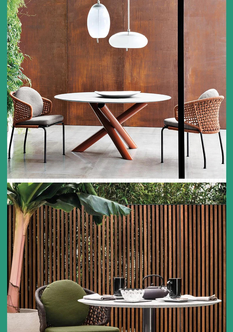 Dossiers européens chaises de jardin pour cour Protection solaire meubles d'extérieur en rotin creux meubles de Patio simples pour balcon