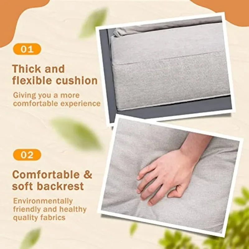 Ensemble de Conversation de salon de Patio, meubles 4 pièces, accoudoir et plateau de Table en bois massif, coussin imperméable épais Anti-chute, Beige