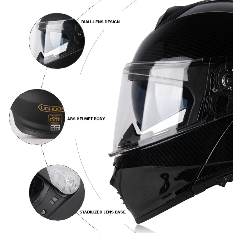 Uchoose-d'expériences intégraux approuvés DOT pour hommes et femmes, équipement de protection contre les collisions, casque rabattable pour moto, double pare-soleil