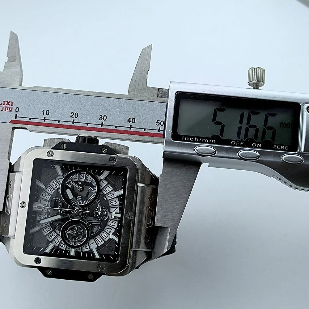 VK63 Quarz-Chronographenuhr – Quadratisches Design und leuchtend grüne Beleuchtung