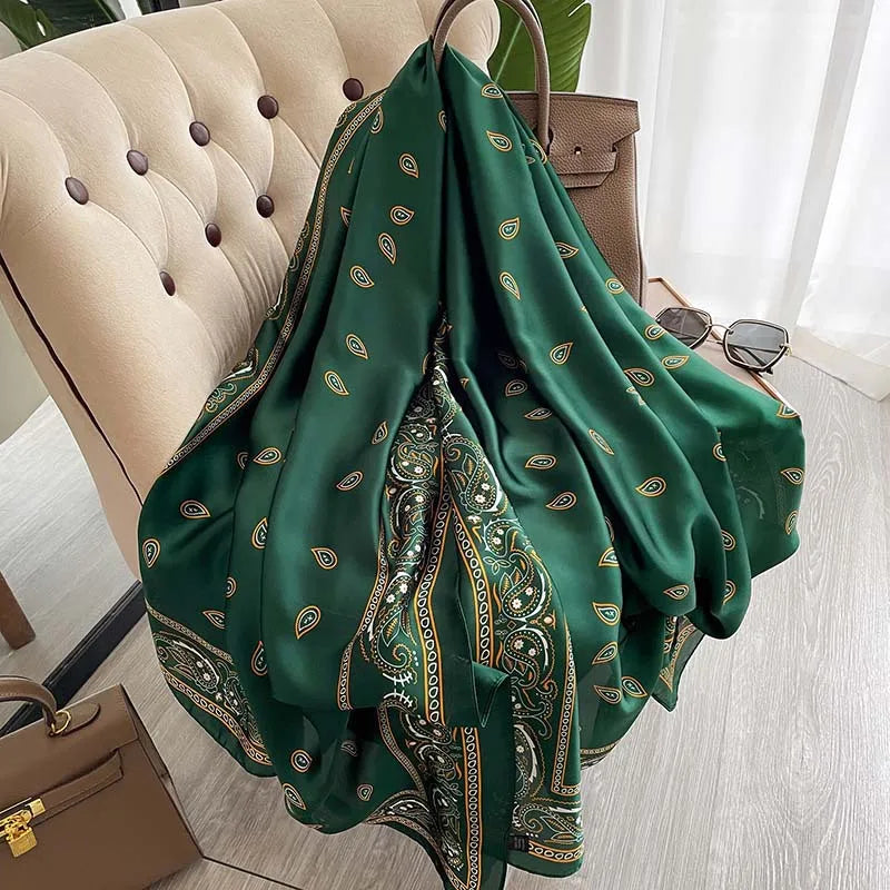 🧣 Foulard en Soie RUNMEIFA – Élégance d’Été & Style Luxe