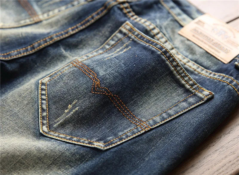 Men Jeans Streetwear Ripped Denim Pants Trend Trousers Hole Ruined Casual Biker Destroyed Regular Straight