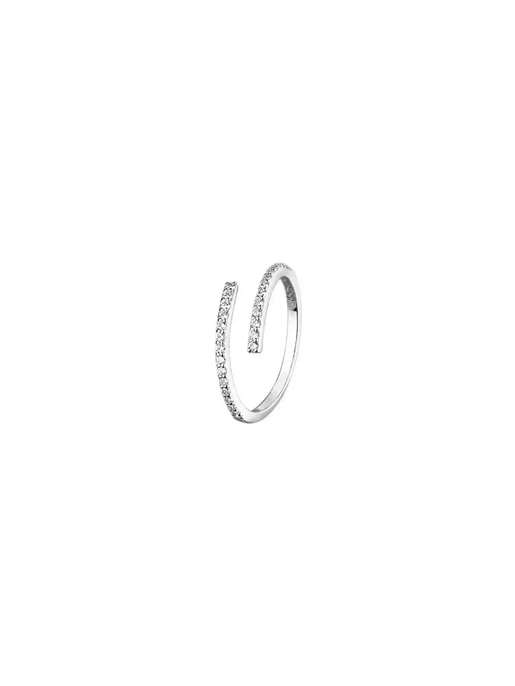 Bague en argent Sterling 925 et zircon pour femmes, bijoux, anneau ouvert réglable pour fête, cadeau d'anniversaire