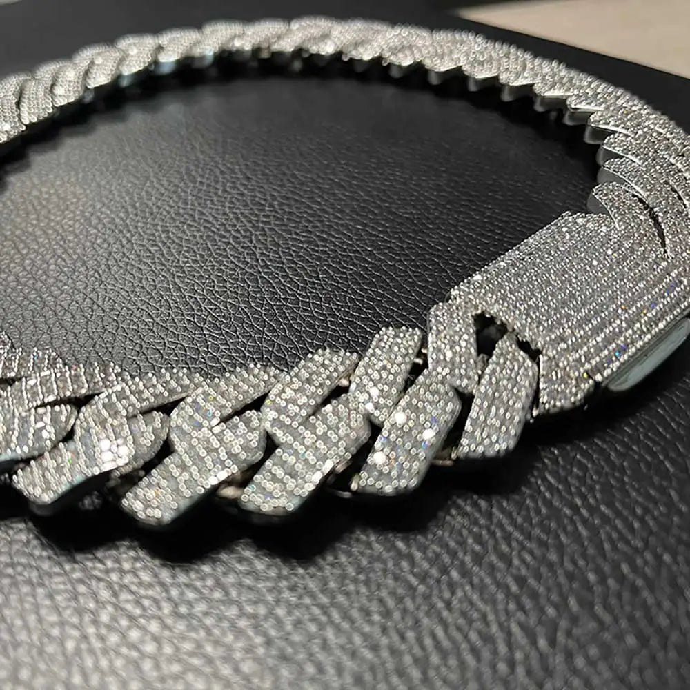 Collier cubain personnalisé en argent regardé S925 pour homme, Hip Hop, Moissanite, Link JOoptics, Miami, VVS, 25mm