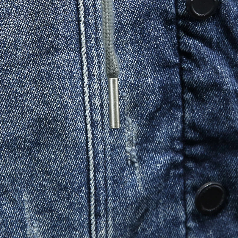 Veste en denim homme WTHINLEE – Hiver, capuche et doublure chaude