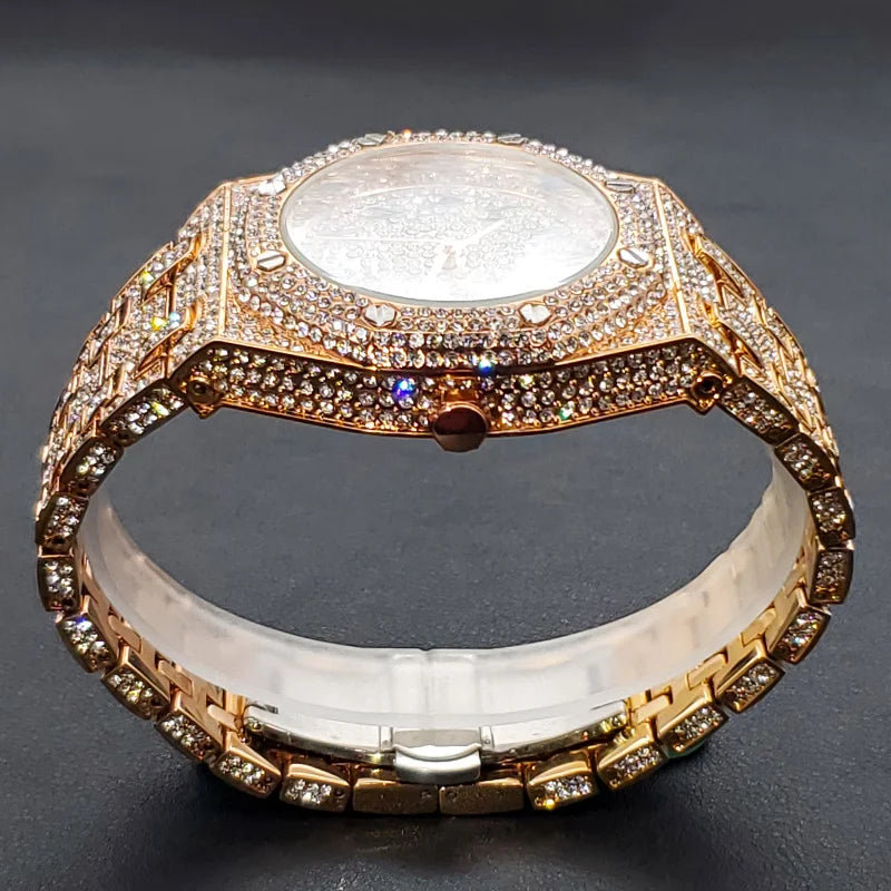 Luxus Voller Diamant Uhren für Männer Marke Hip Hop Iced Out Arabischen Ziffern Mode Stahl Wasserdichte Uhr Drop Shipping