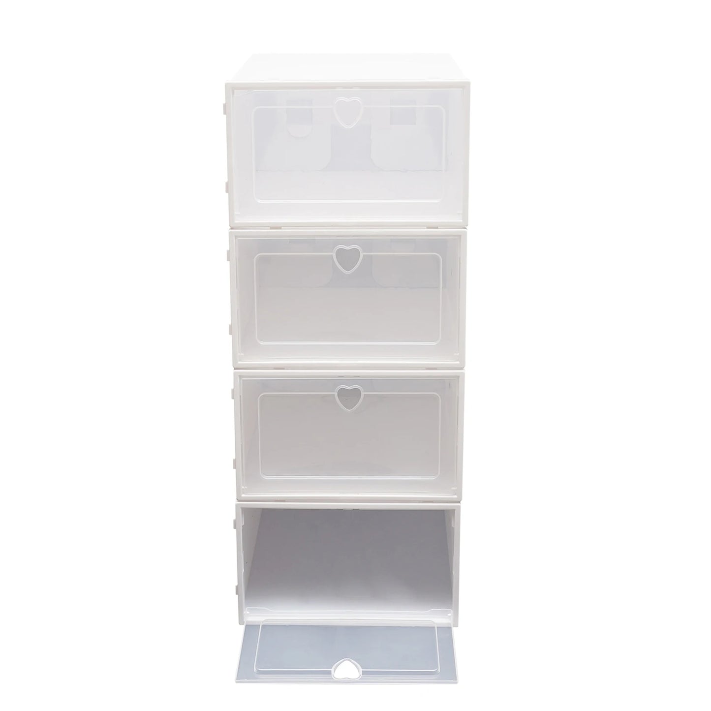 Lot de 20 Boîtes de Rangement à Chaussures Empilables – Transparentes, Pliable et Modulable, Plastique PP Blanc