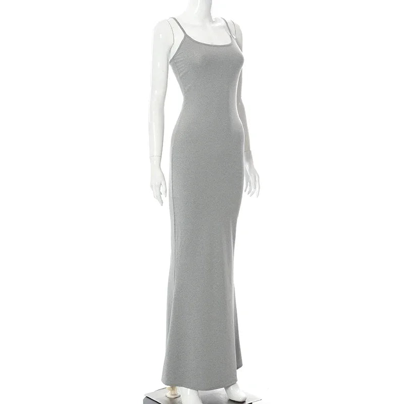 Y2K – robe Maxi Sexy pour femmes, dos nu, Slim, robe de soirée, pull concis, longue, moulante, marron, automne 2025