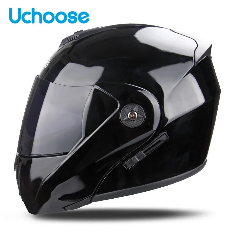 Uchoose Casque à Section transversale Double lentille Certification DOT Casque de moto de sécurité Casque à rabat modulaire Casque unisexe avec visière
