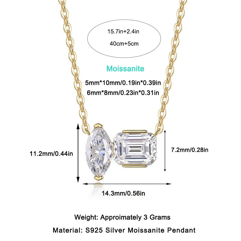 Pendentif Femme Rectangle Or Jaune avec Moissanite – Style Trendy