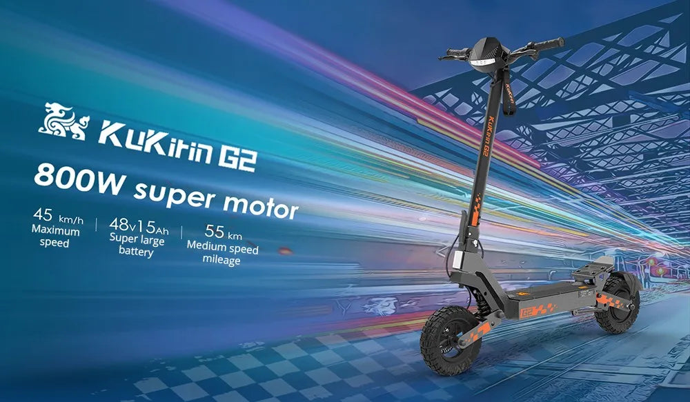 Kukirin G2 Foldable Electric Scooter, 800W Motor, 48V 15Ah Battery, 10" Tires Escooter, 45km/h Max Speed, 55km Range,Disc Brakes