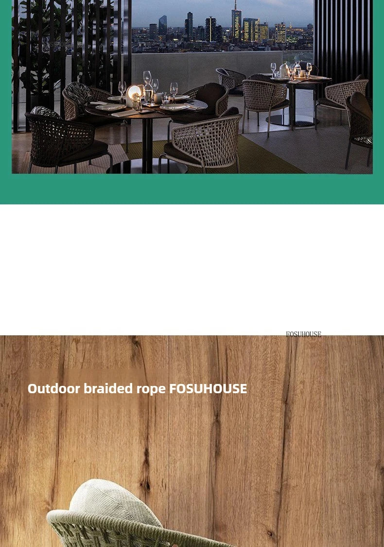 Dossiers européens chaises de jardin pour cour Protection solaire meubles d'extérieur en rotin creux meubles de Patio simples pour balcon
