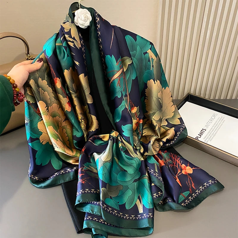 🧣 Foulard en Soie RUNMEIFA – Élégance d’Été & Style Luxe