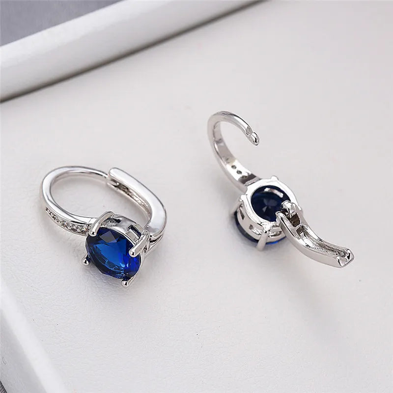 Boucles d'oreilles rondes en pierre blanche pour femmes, bijoux de mariage, cristal, classique, argent, document, femme, luxe