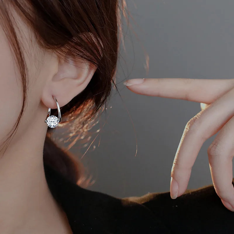 Boucles d'oreilles en argent Sterling 925, cerceau en Zircon coréen, tempérament Simple, exquis, tendance, bijoux Sexy, cadeau, offre spéciale