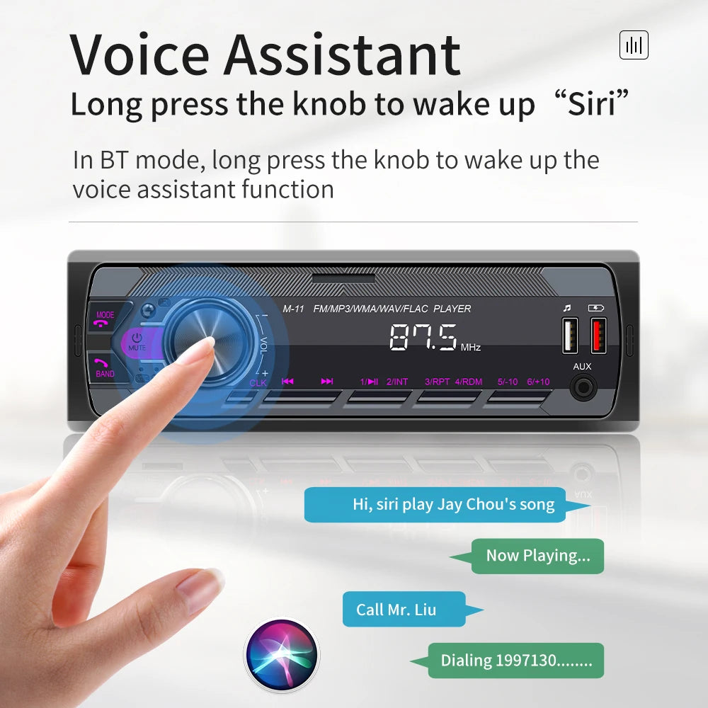 Autoradio Podofo 1DIN Bluetooth USB SD AUX – Lecteur MP3 avec Assistant Vocal