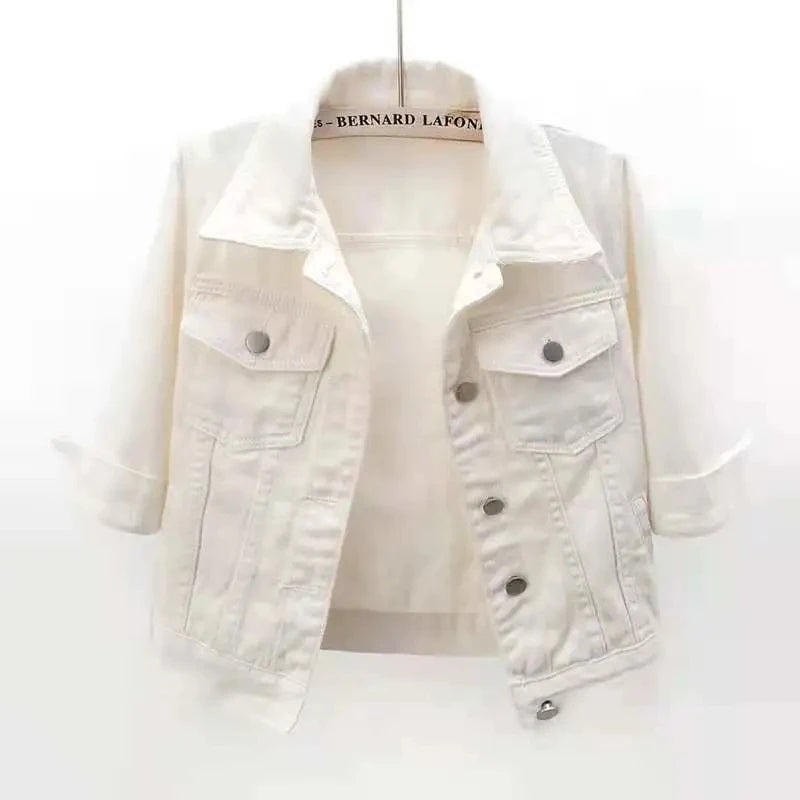 Veste en Jean pour femmes, hauts de couleur rose, couleur unie, courte, multicolore