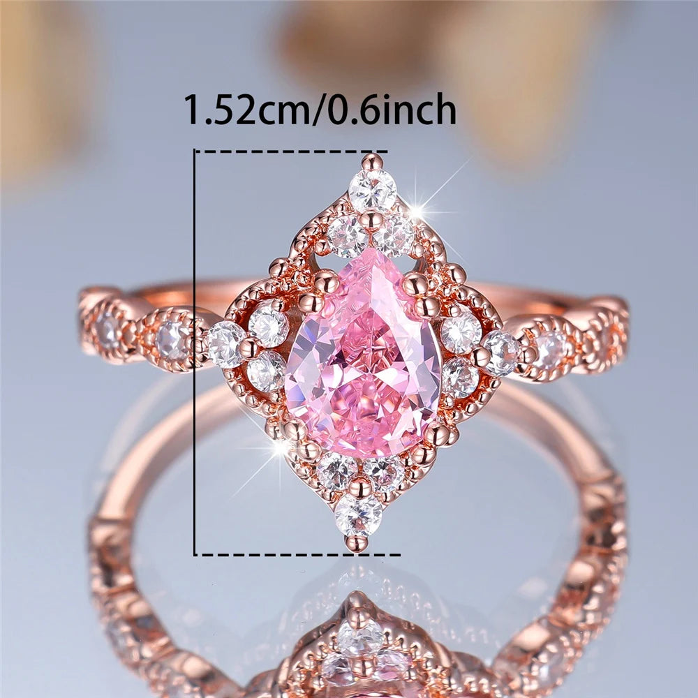 ChimPink-Bague de Fiançailles pour Femme, Bijoux Vintage en Argent et Or, Bandes de Mariage