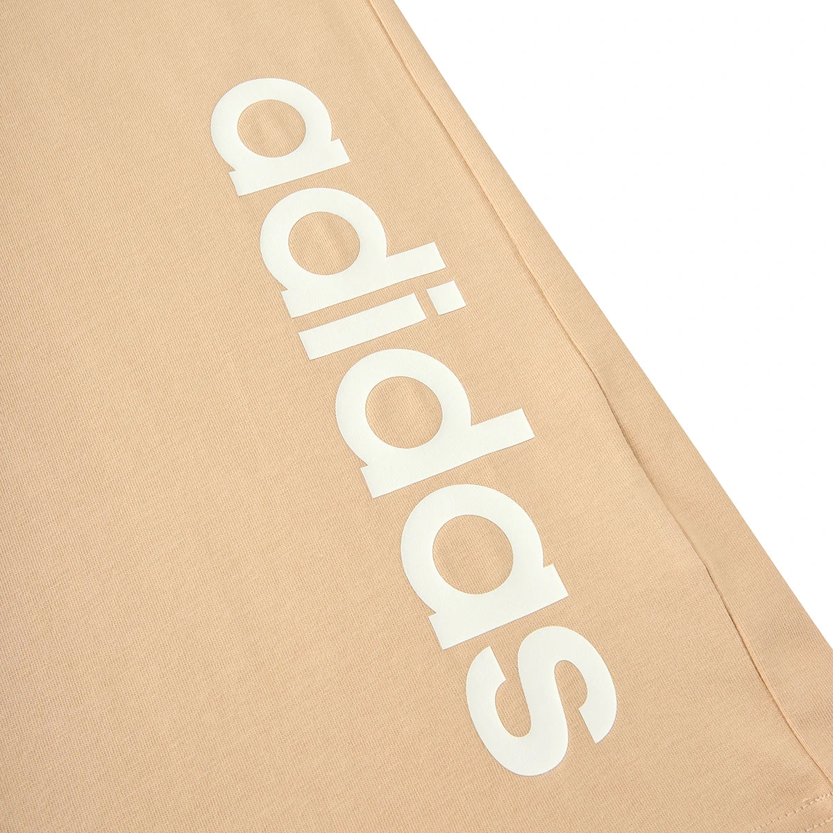 Adidas Crew Beige – T-shirt Unisexe à Col Rond avec Logo Blanc Vertical