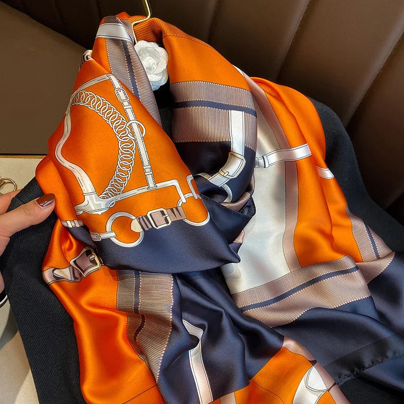 🧣 Foulard en Soie RUNMEIFA – Élégance d’Été & Style Luxe
