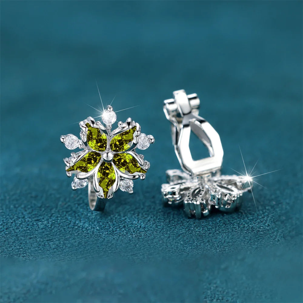 Boucles d'oreilles de luxe en pierre de Zircon rose pour femmes, petites boucles d'oreilles à Clip, couleur argent, bijoux de mariage pour femmes