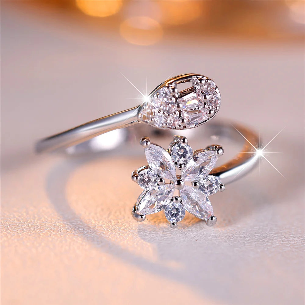 Bague Ouverte et Ajustable en Argent Blanc pour Femme, Bijoux de Mariage, Petit, Mignon, Document, Vintage