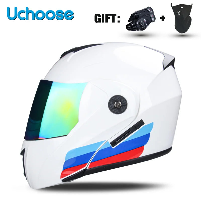 Uchoose-Casque de moto unisexe avec visière, double lentille, section transversale, certification DOT, casque de sécurité modulaire, casque à rabat