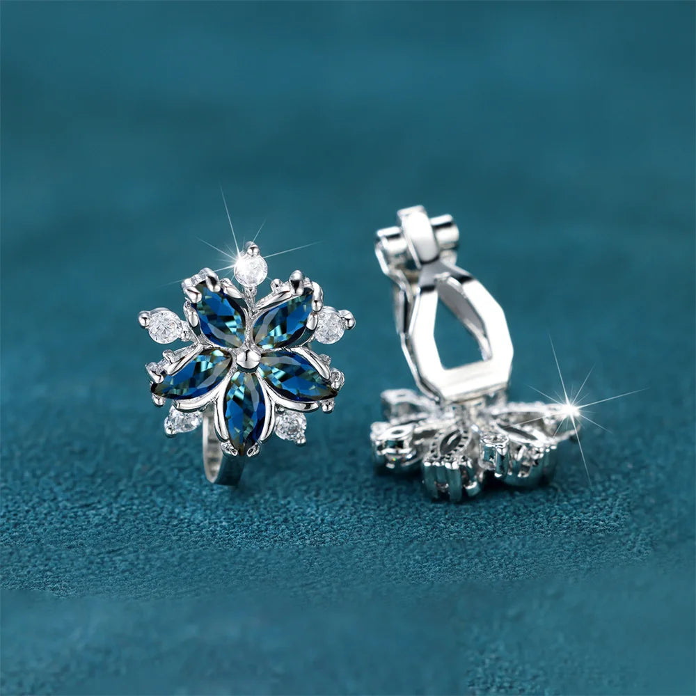 Boucles d'oreilles de luxe en pierre de Zircon rose pour femmes, petites boucles d'oreilles à Clip, couleur argent, bijoux de mariage pour femmes