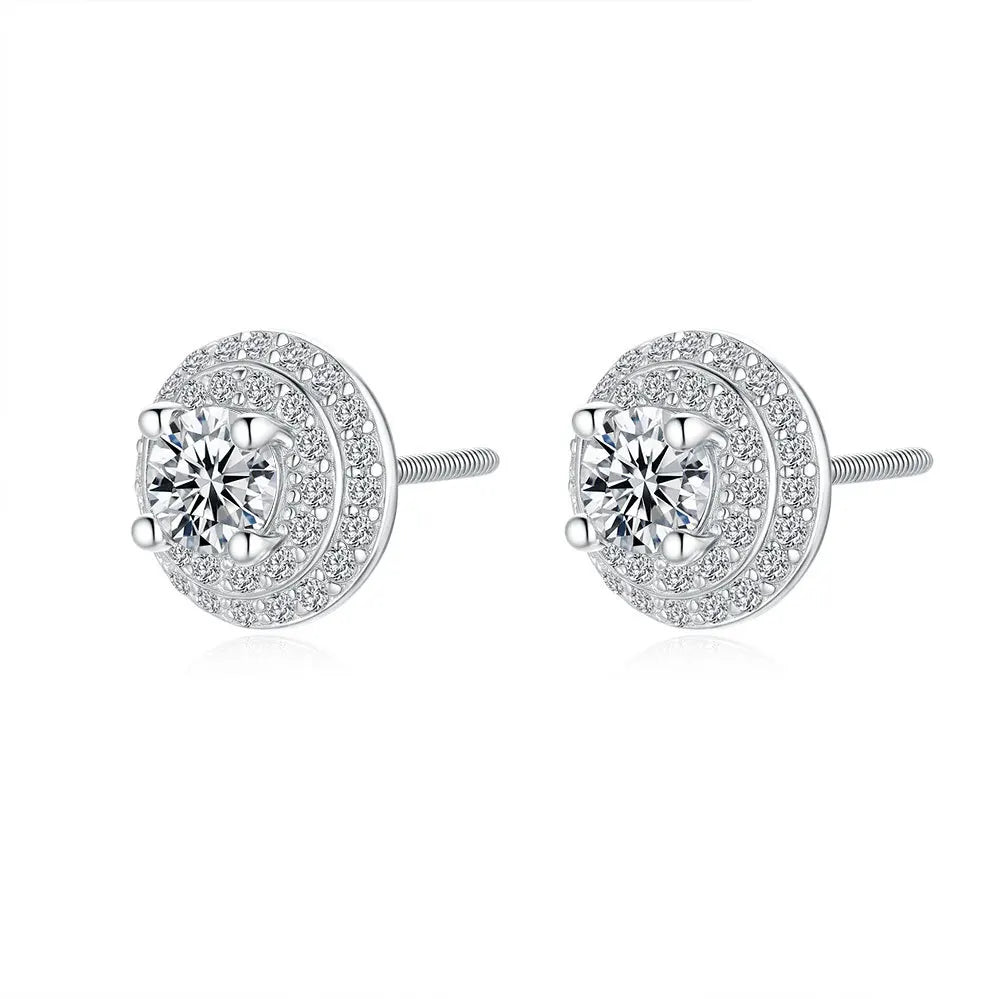 Boucles d'oreilles rondes en Moissanite pour femmes, plaqué or jaune, argent S925, 0.3 Carat, fiançailles