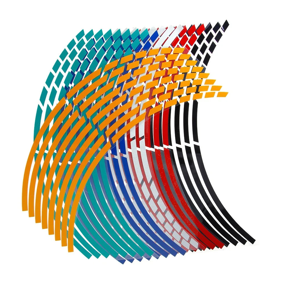 1 ensemble de bandes réfléchissantes de style de voiture, 5 couleurs, autocollants et décalcomanies pour roues de moto et vélo de Motocross, bande réfléchissante pour jante de 17/18 pouces