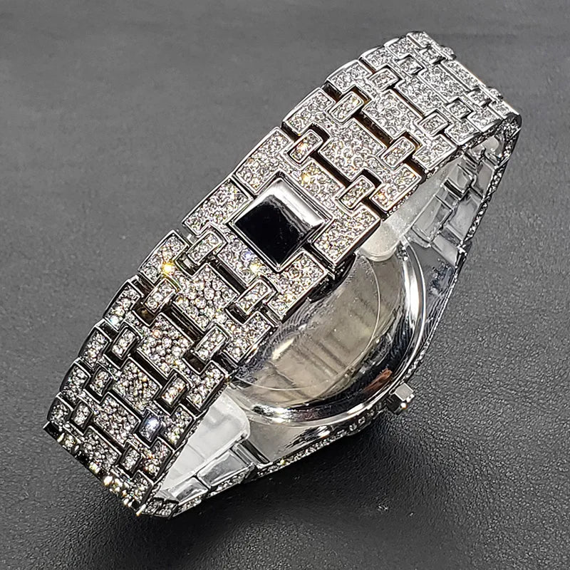 Luxus Voller Diamant Uhren für Männer Marke Hip Hop Iced Out Arabischen Ziffern Mode Stahl Wasserdichte Uhr Drop Shipping