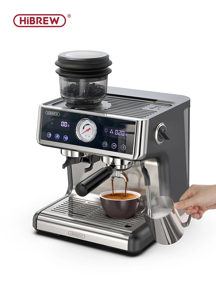 HiBREW H7A – Machine à Expresso Professionnelle 20 Bars avec Moulin Intégré & Écran LCD