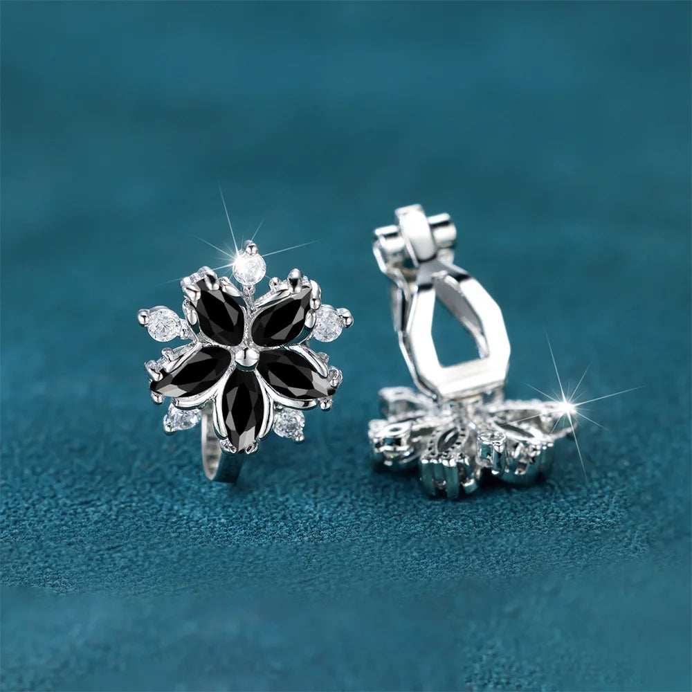 Boucles d'oreilles de luxe en pierre de Zircon rose pour femmes, petites boucles d'oreilles à Clip, couleur argent, bijoux de mariage pour femmes